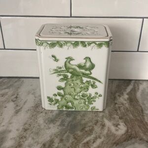 Vintage 8920 Green Floral Birds Porcelain Incense Burner Potpourri Holder PO13